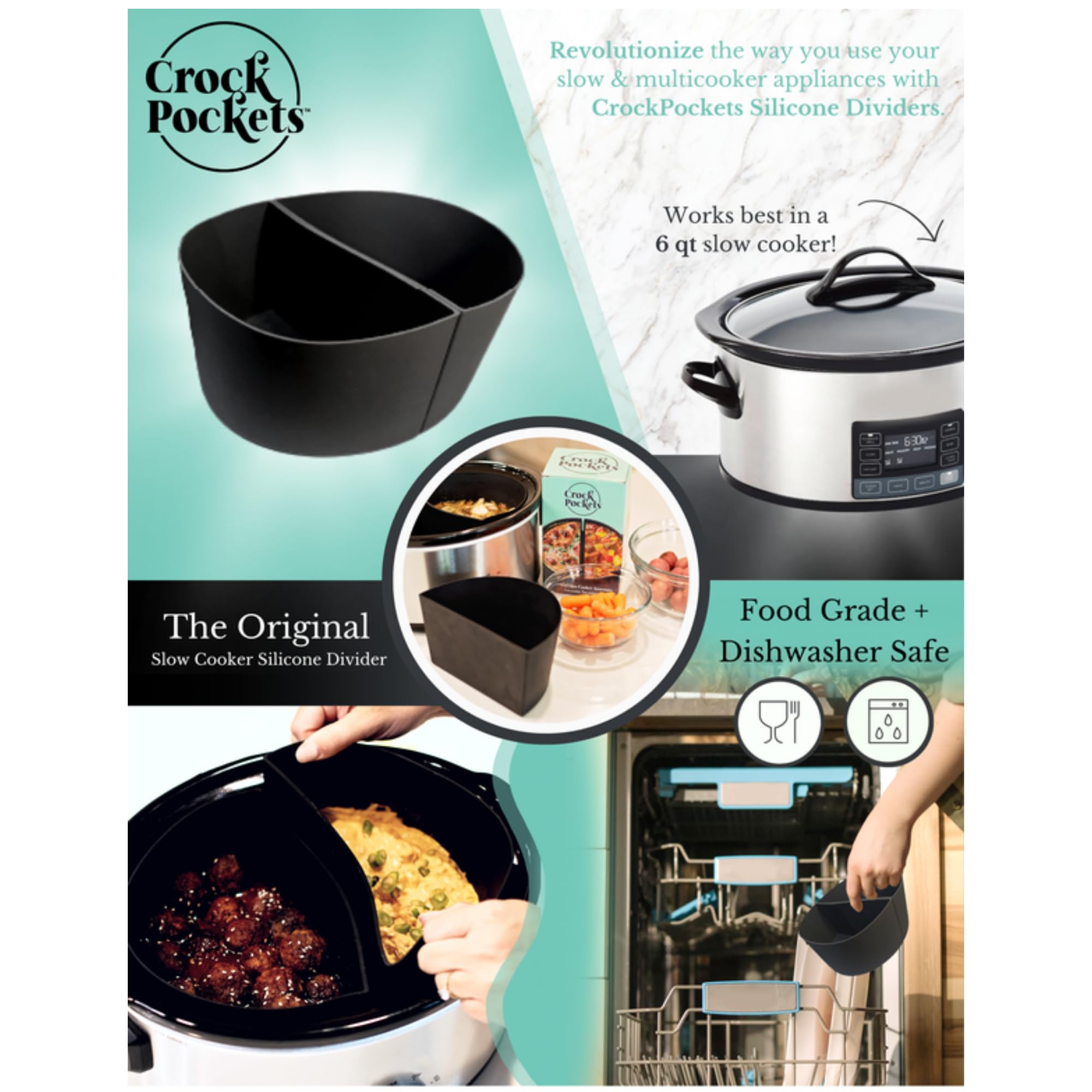 CrockPockets two-meal setup using dividers allows simultaneous cooking