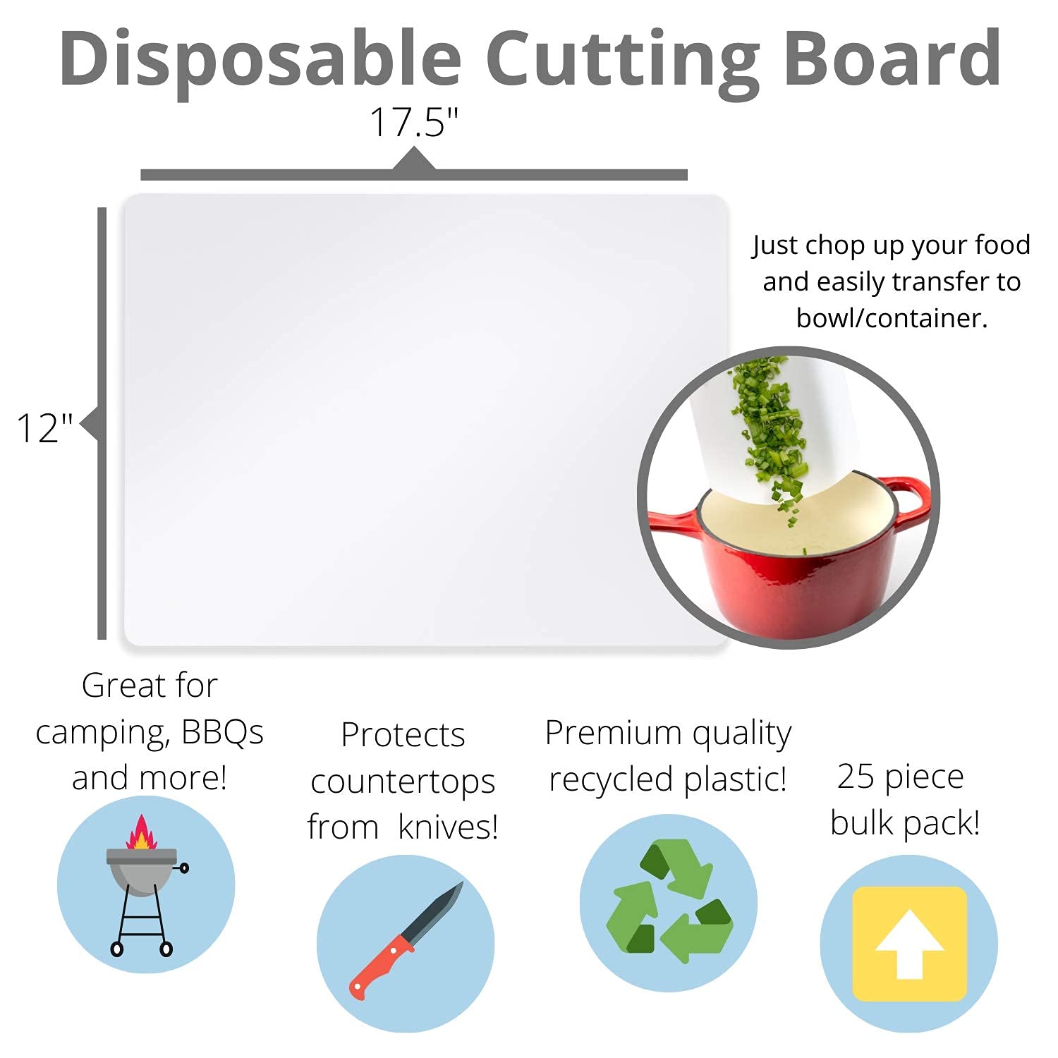 Crown Display eco-friendly disposal-ready board for quick cleanup after cooking.