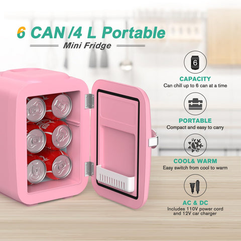 CROWNFUL mini fridge interior shows space for six 12 oz cans