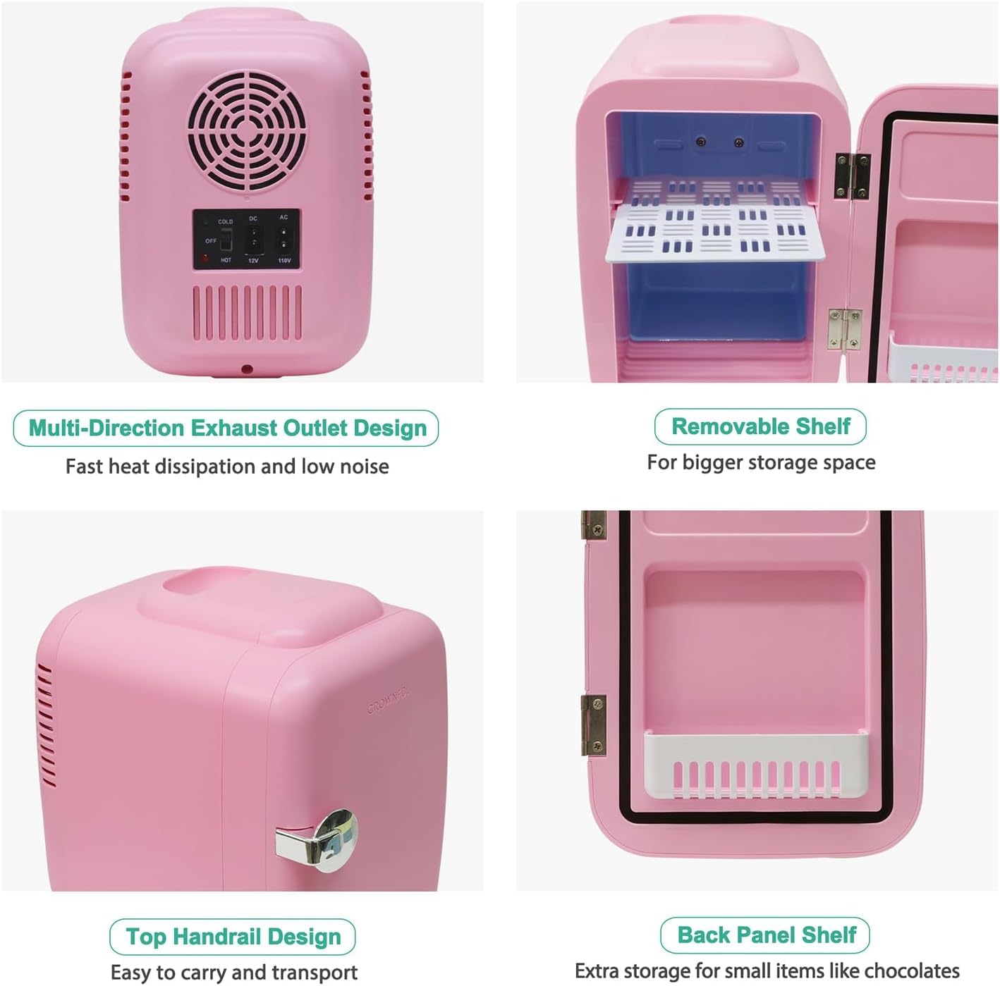 CROWNFUL mini fridge suitable for bedroom and office use