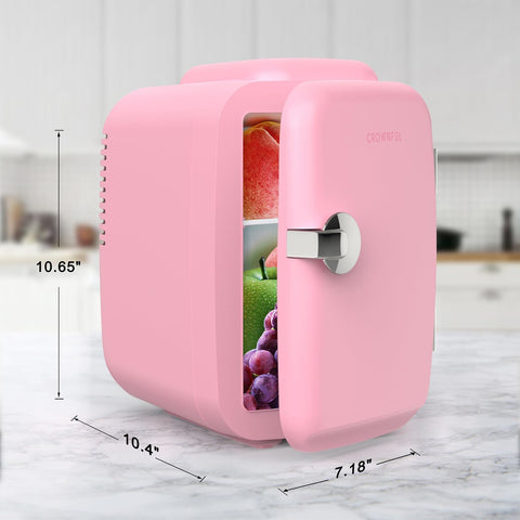 CROWNFUL mini fridge with carry handle and detachable shelf for easy transport