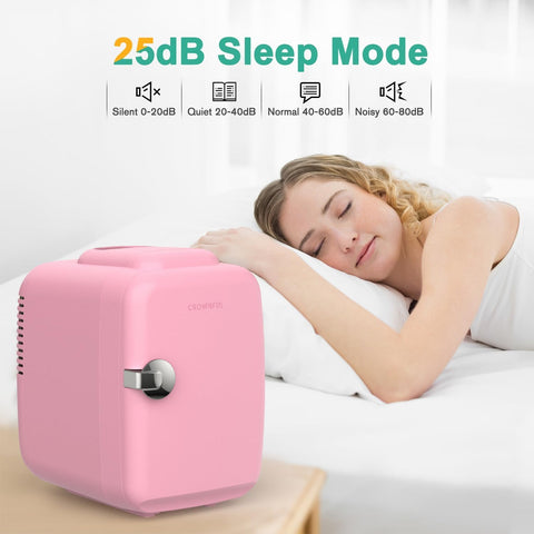 CROWNFUL mini fridge operates quietly for undisturbed bedrooms and offices