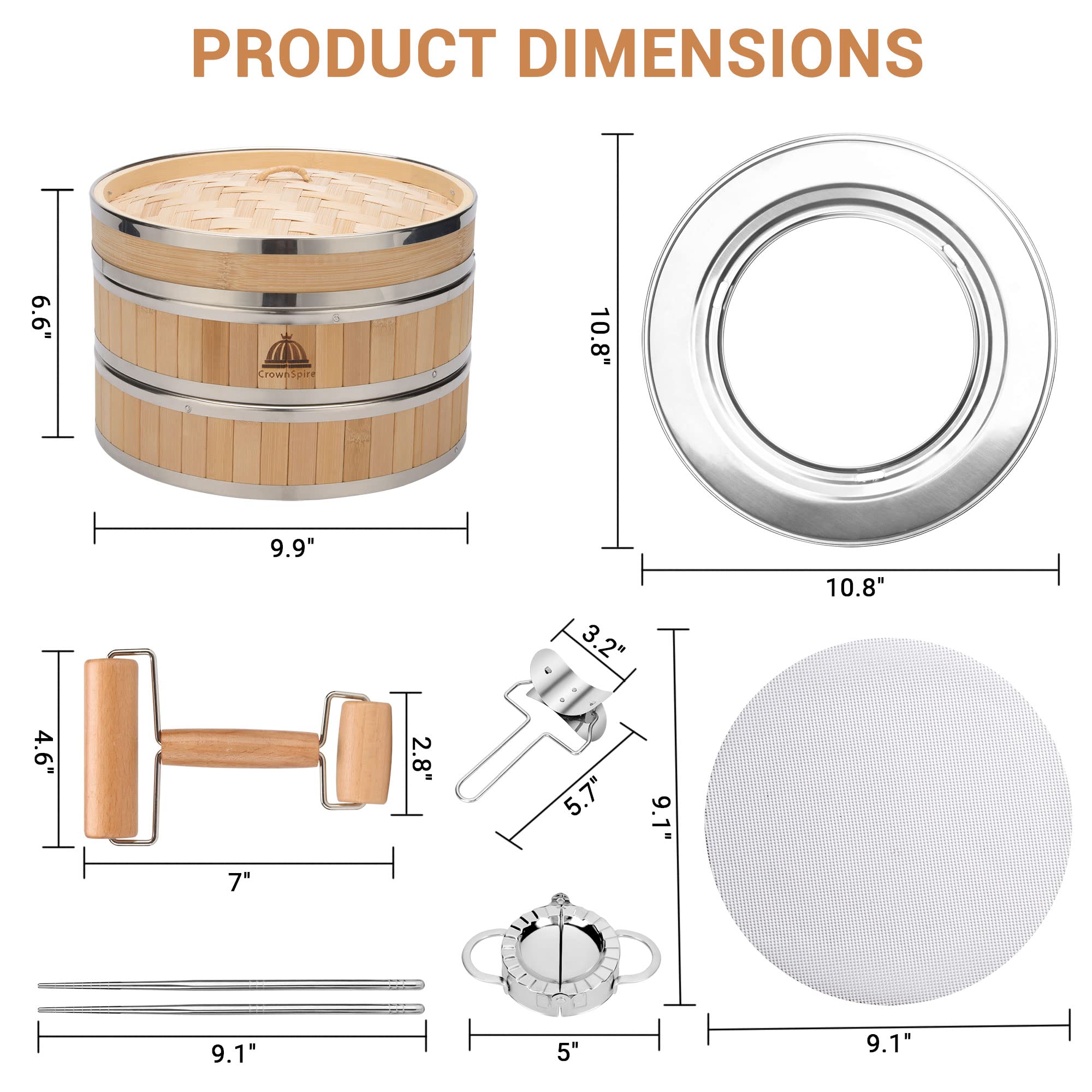 CrownSpire bamboo steamer baskets deliver natural fragrance and even heat.