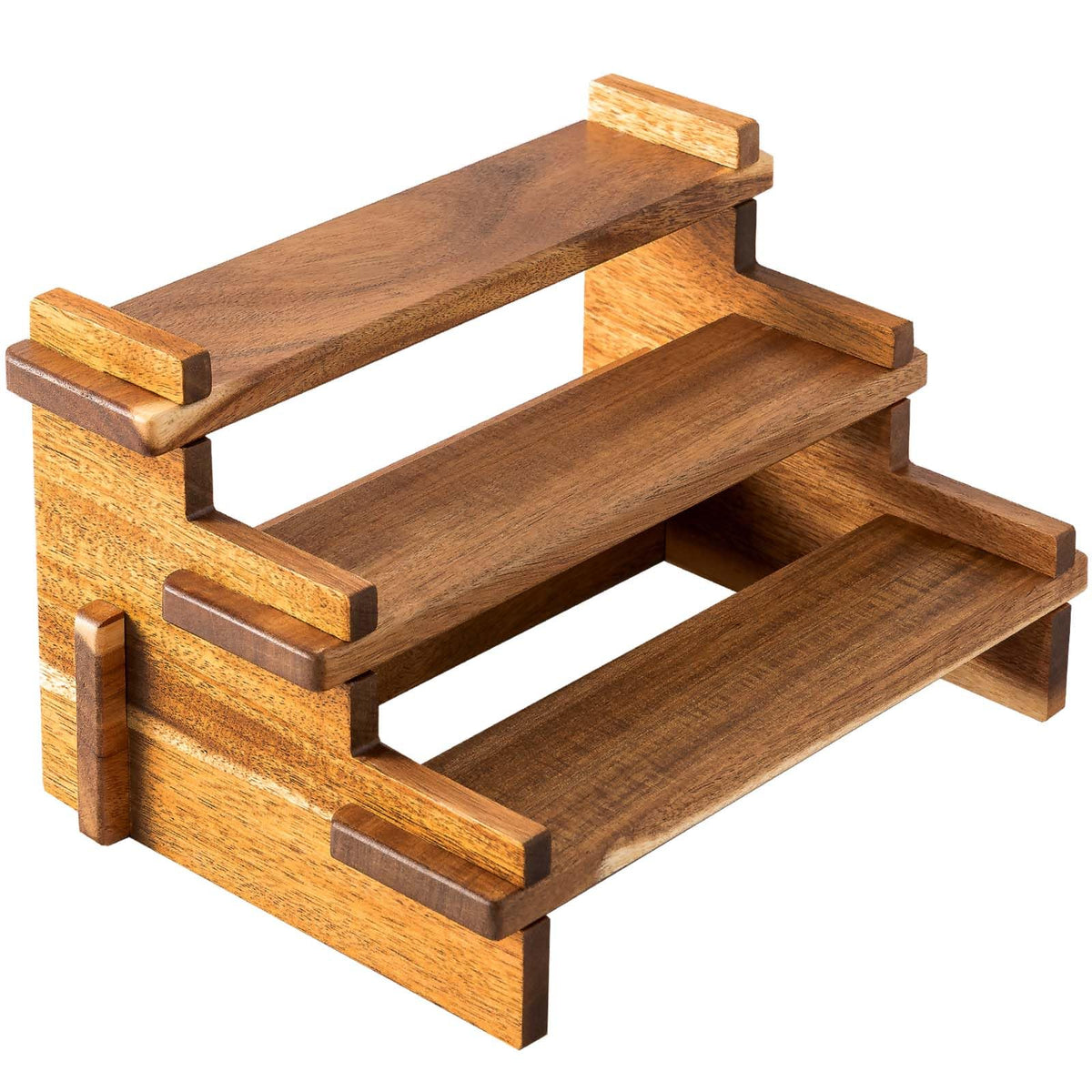 crownwow acacia spice rack 3-tier display keeps spices organized and within reach.