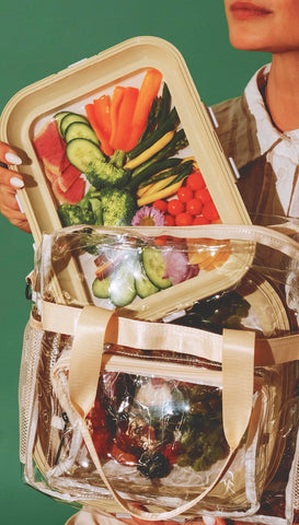 Crudités charcuterie-ready tray invites stylish snack platters for picnics and travel