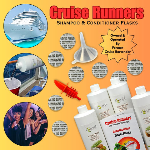 Cruise Runners shampoo-flask-design features leak-proof caps for travel