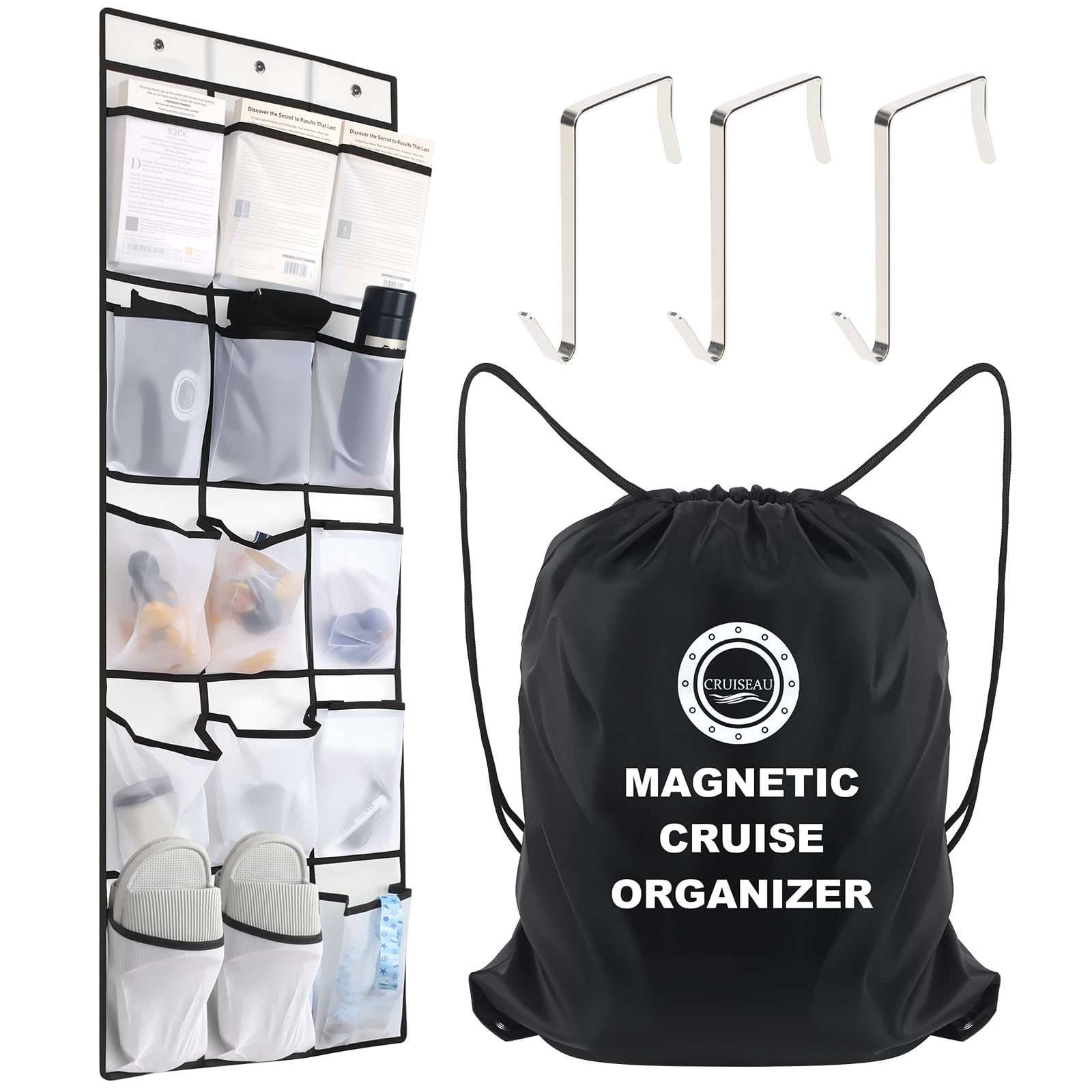CruiSeaU Cruise Magnetic Door Organizer with 15 pockets for cabin storage and easy access