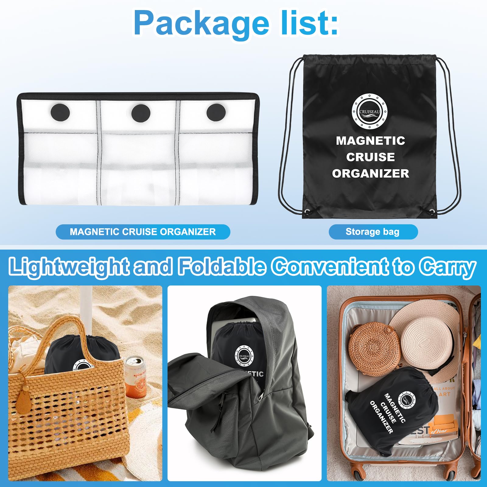 CruiSeaU flexible placement helps organize belongings in small cabins