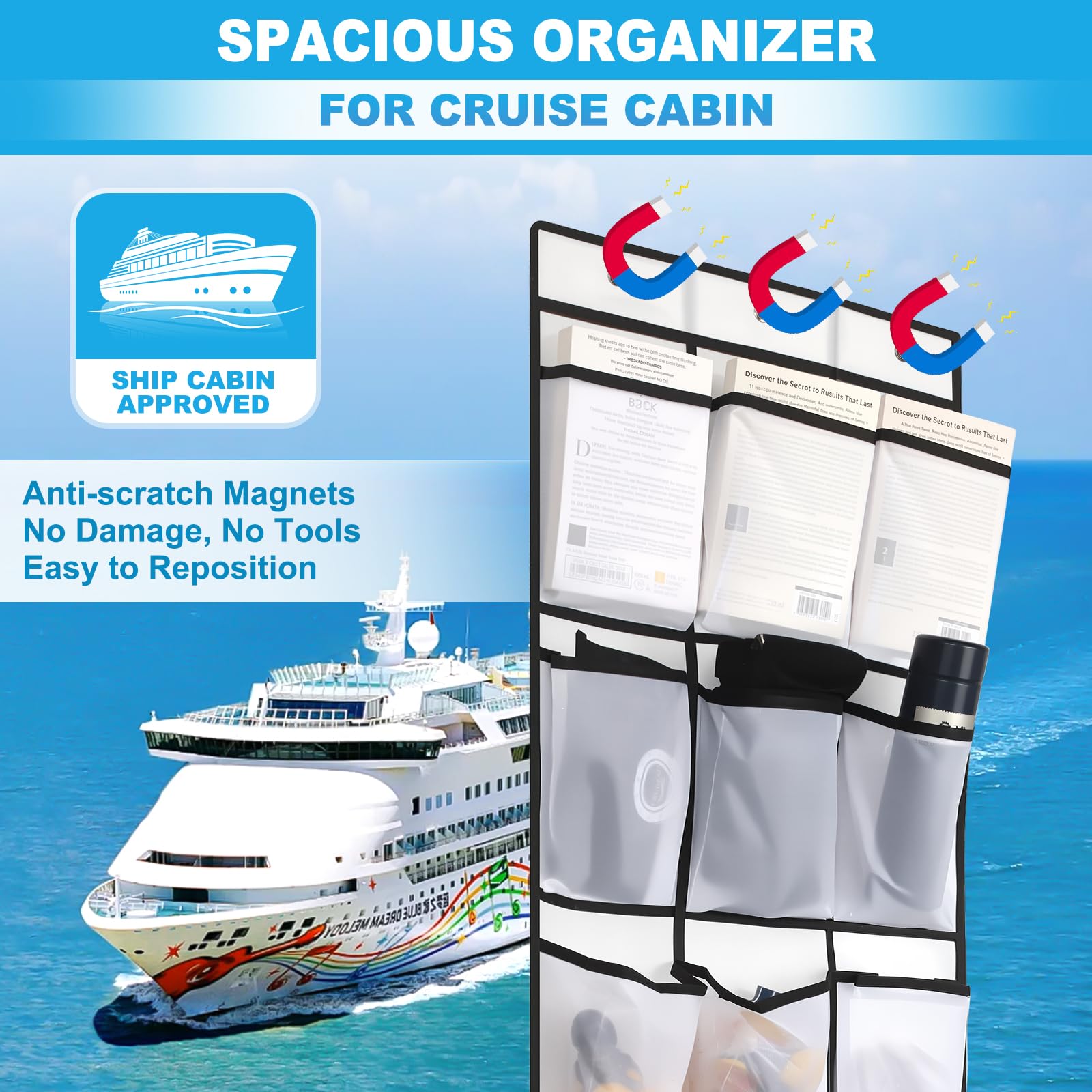 CruiSeaU see-through pockets let you spot items quickly