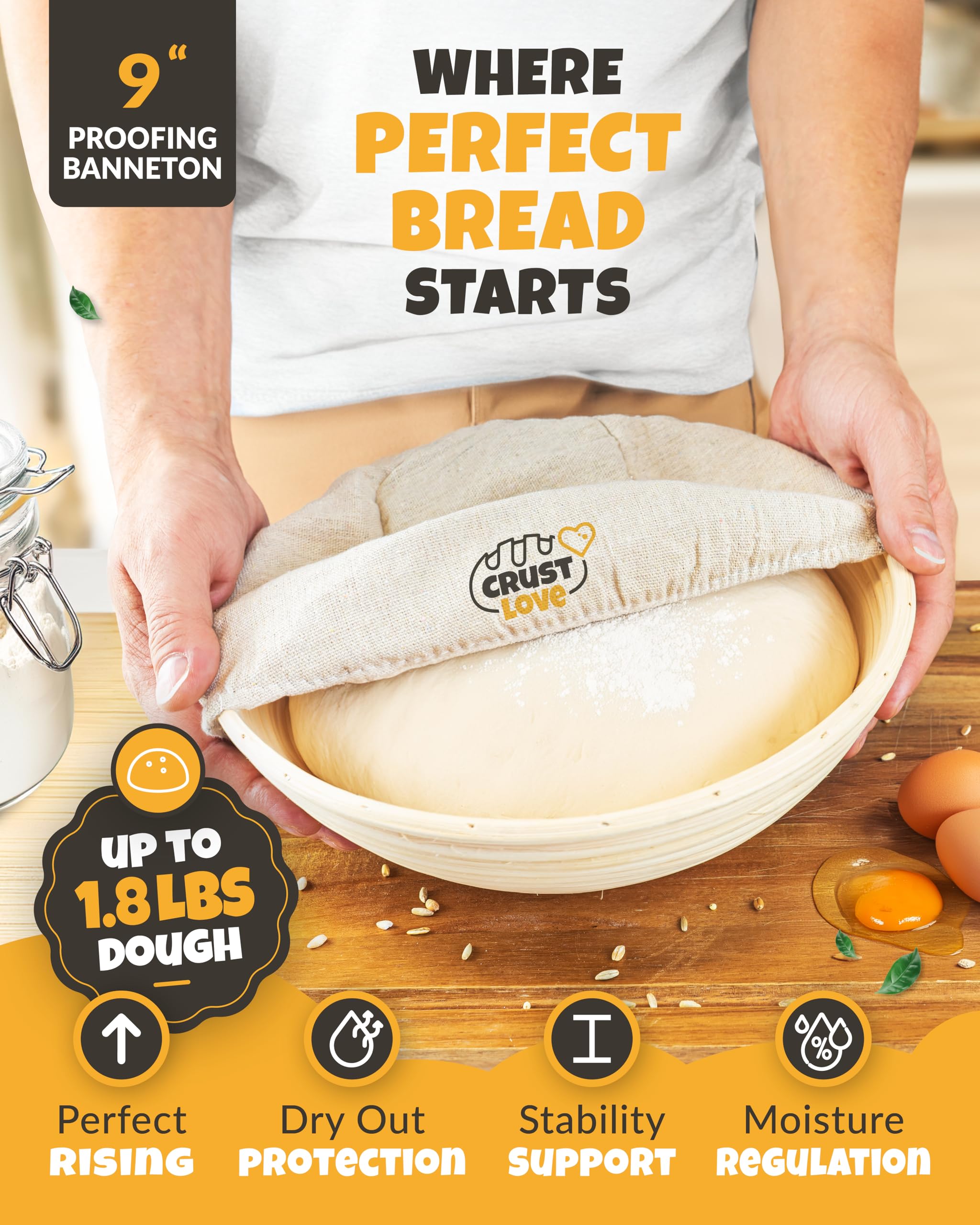 CRUSTLOVE accessories including dough-scorer and silicone sling for bread prep