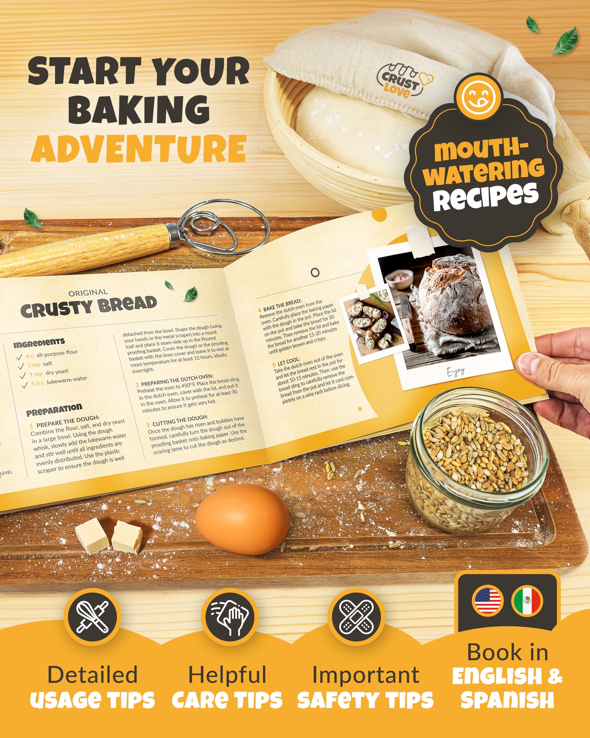 CRUSTLOVE blue enamel finish close-up highlights durable coating for daily baking