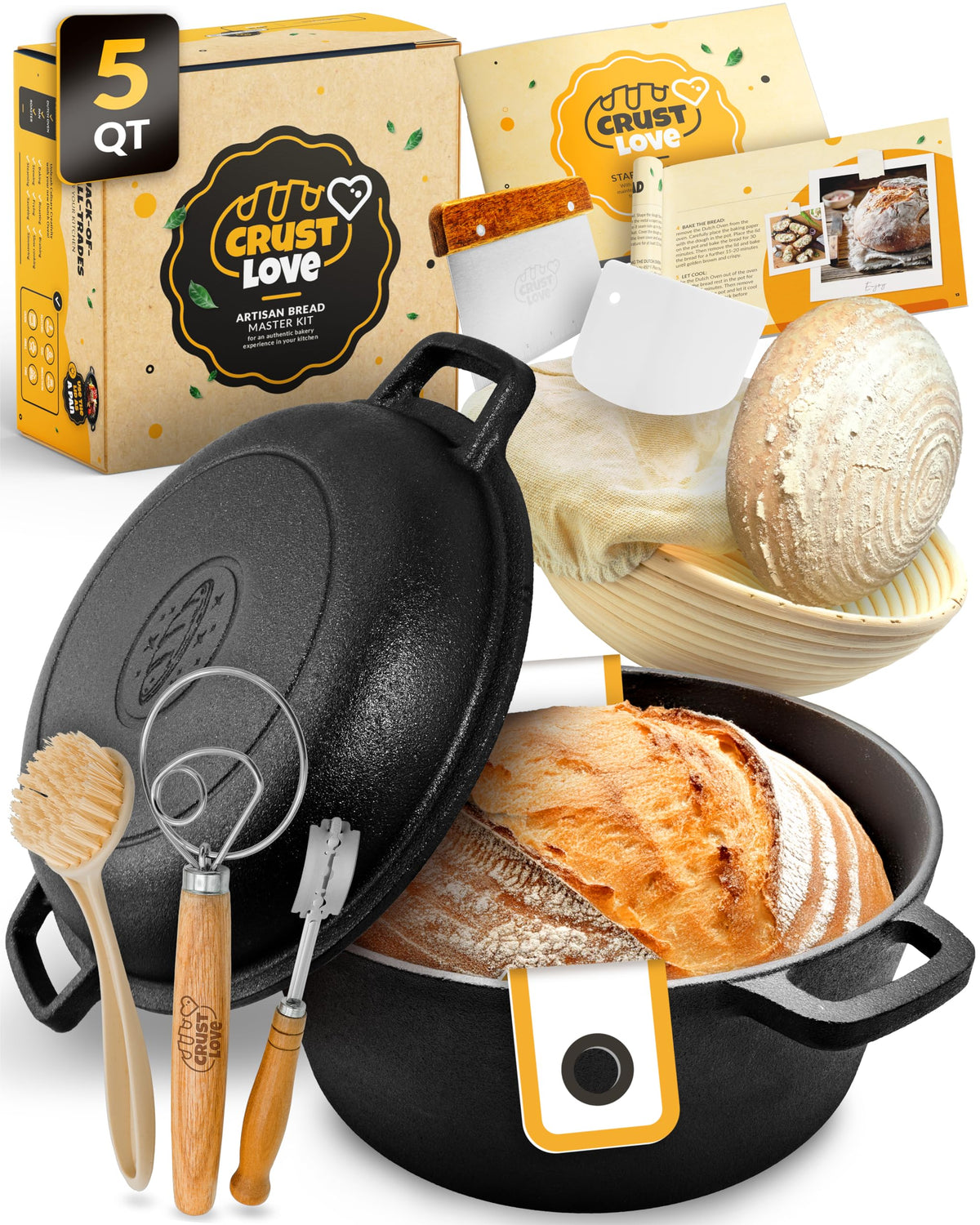 CRUSTLOVE cast iron Dutch oven for bread with crispy crust and even heat