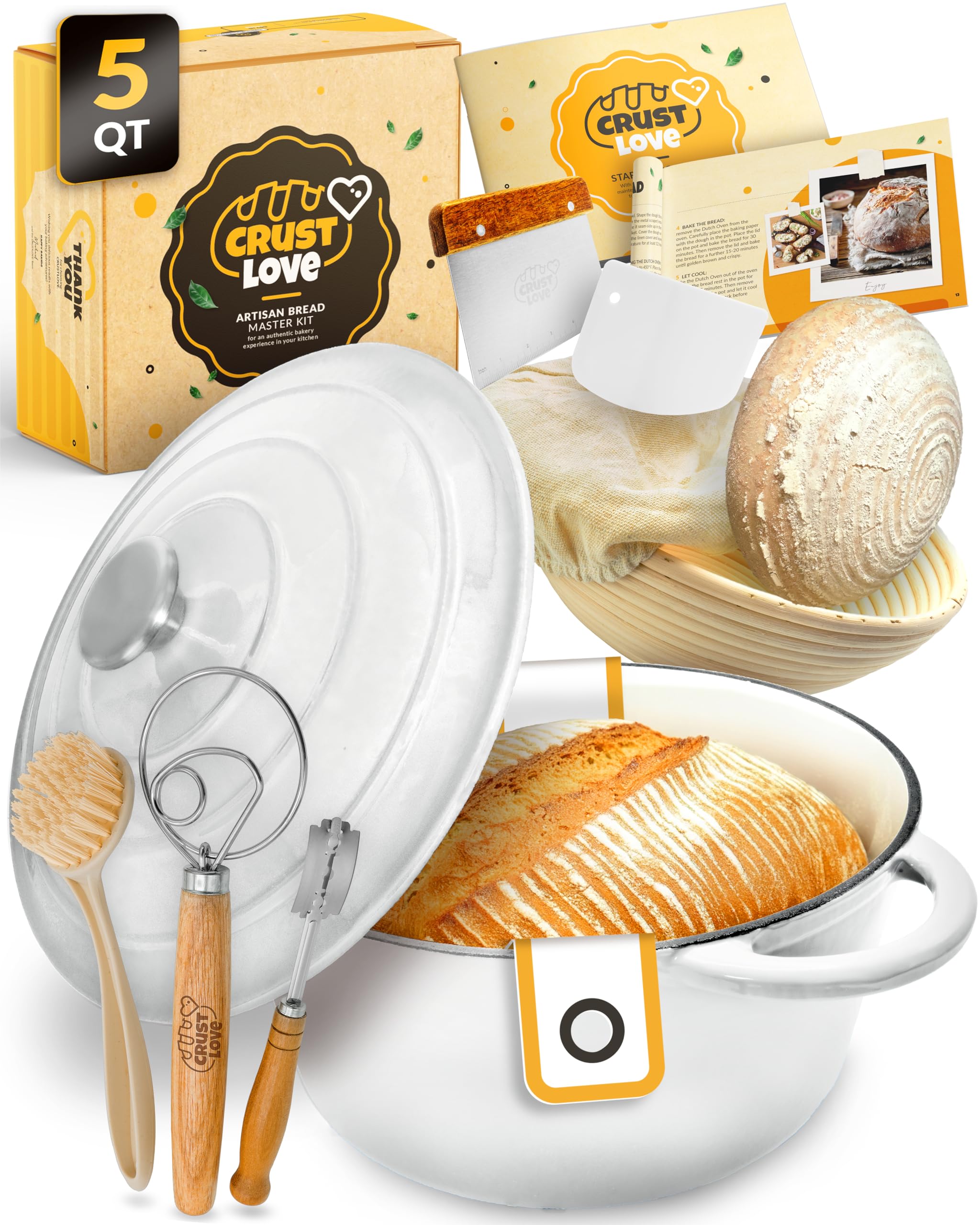 CRUSTLOVE Dutch Oven with lid for even heat and crispy crust.