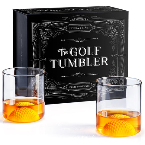 CRYSTA & MÅTT golf-ball shot glasses set enhances the 19th hole with a striking base
