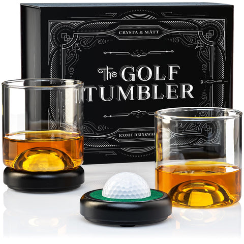 CRYSTA & MÅTT golf-ball shot glass base highlights premium embedded design for standout pours.