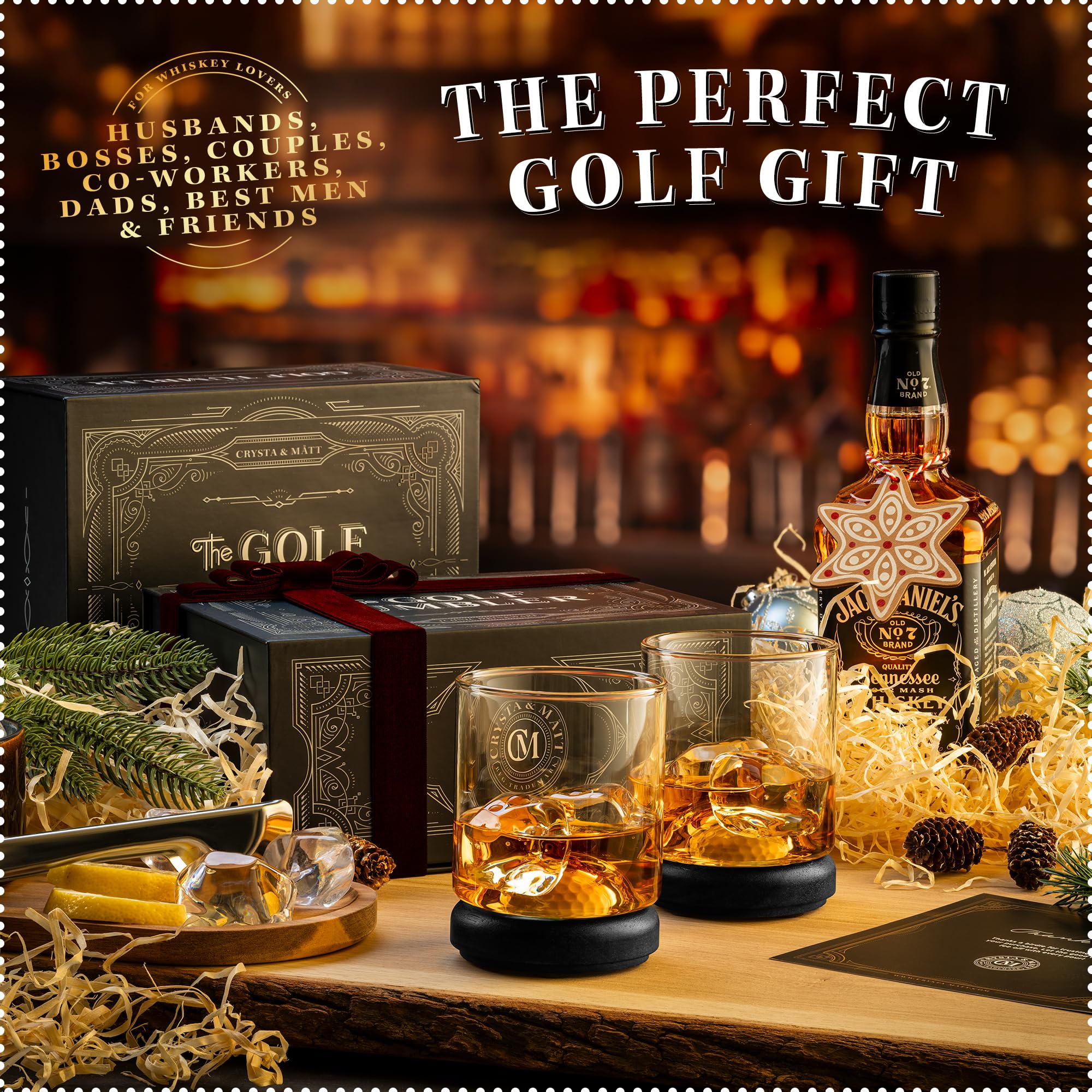CRYSTA & MÅTT premium golf whiskey glasses elevate home bars and celebrations.