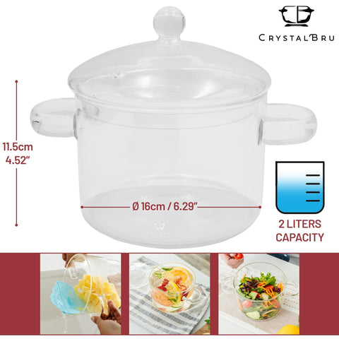 Crystalbru borosilicate glass withstands high heat for stove simmering.