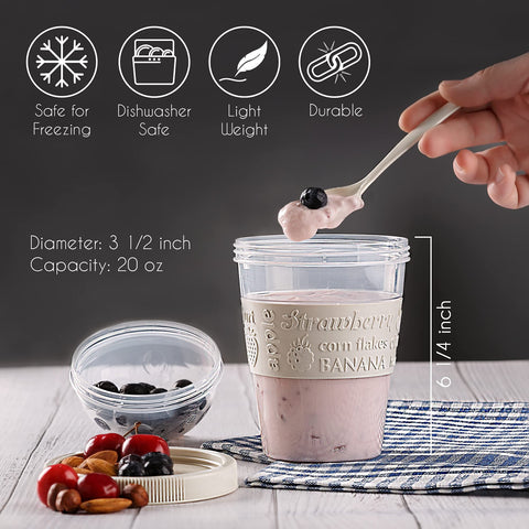 Crystalia 4-pack yogurt cups leak-proof lids ensuring mess-free travel