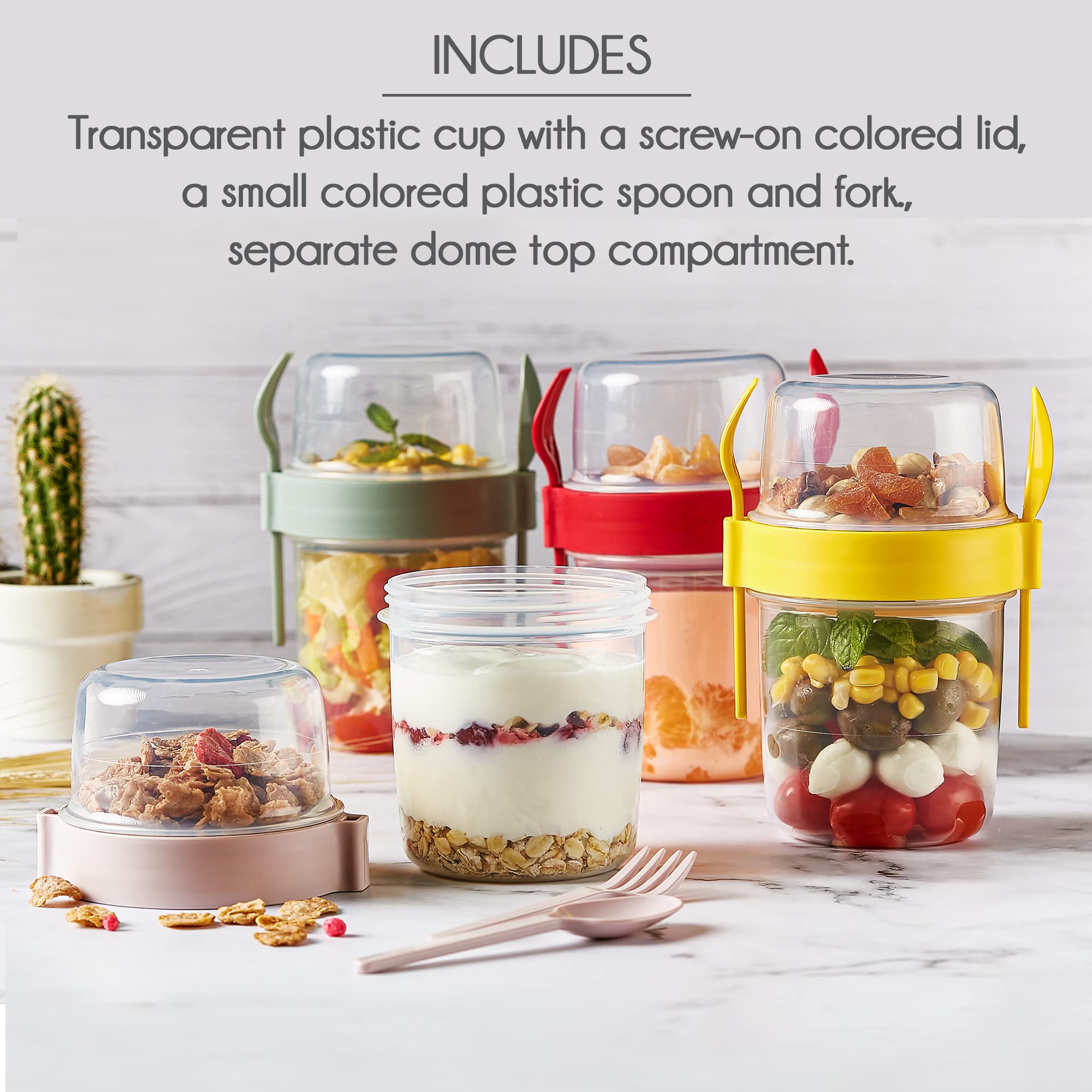Crystalia 22 oz ergonomic cup with built-in spoon for easy on-the-go eating