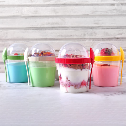 Crystalia multi use snack container for cereal, dips, and more