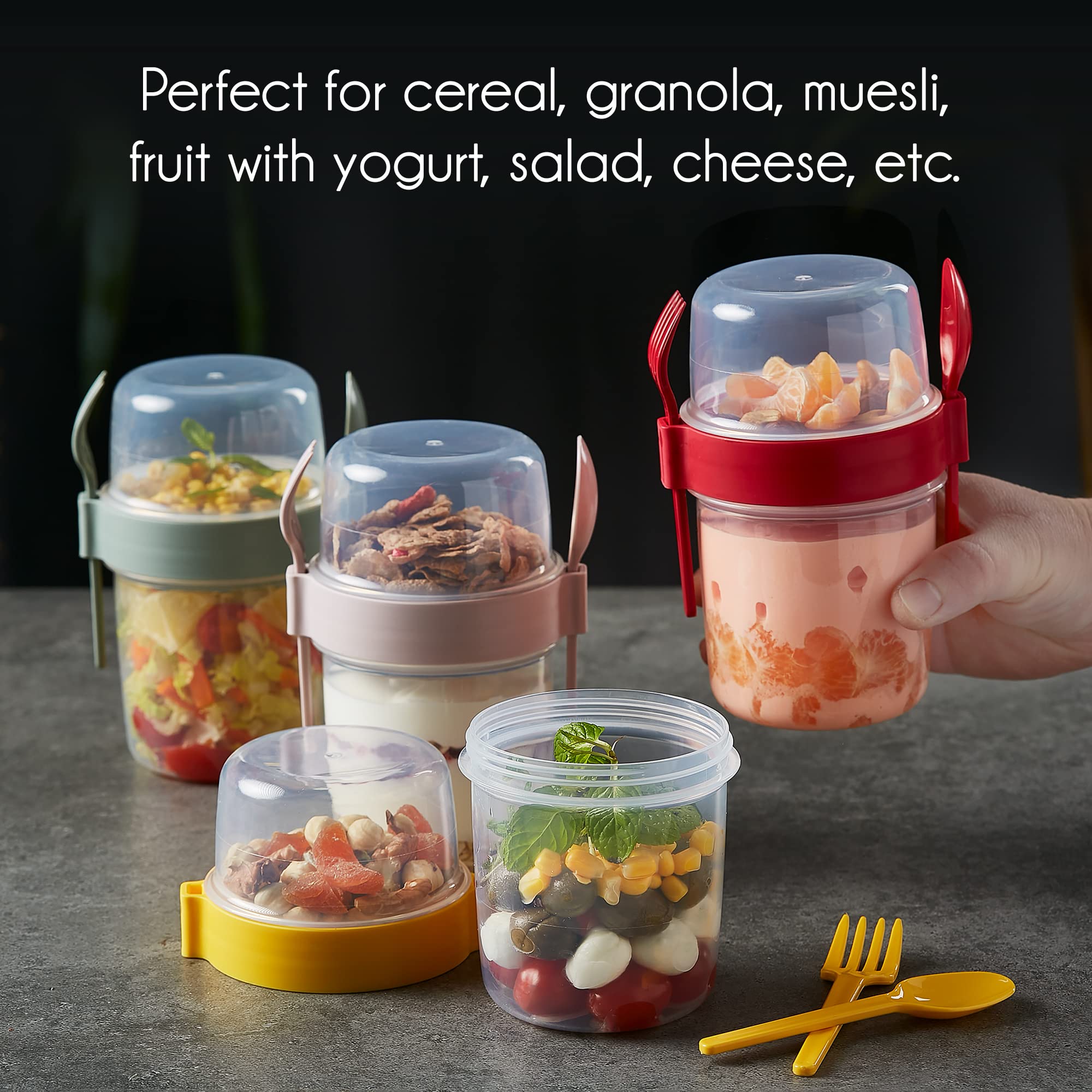 Crystalia multipurpose cups for cereal oats or smoothies during travel