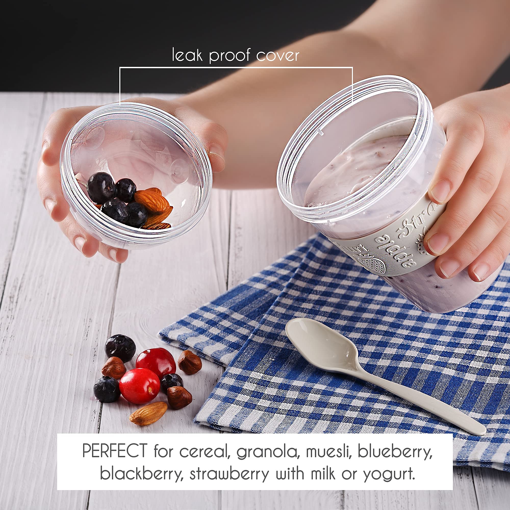 Crystalia yogurt cups with colorful lids for organized, cheerful breakfasts