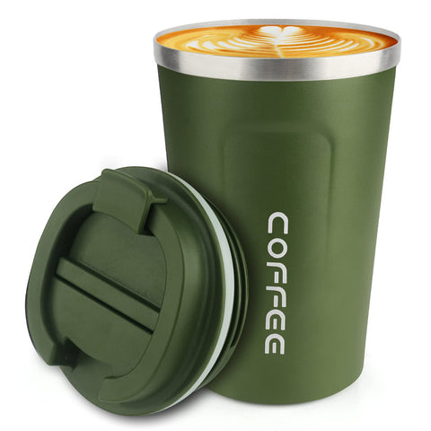 CS COSDDI 12oz green tumbler side view for on-the-go beverages