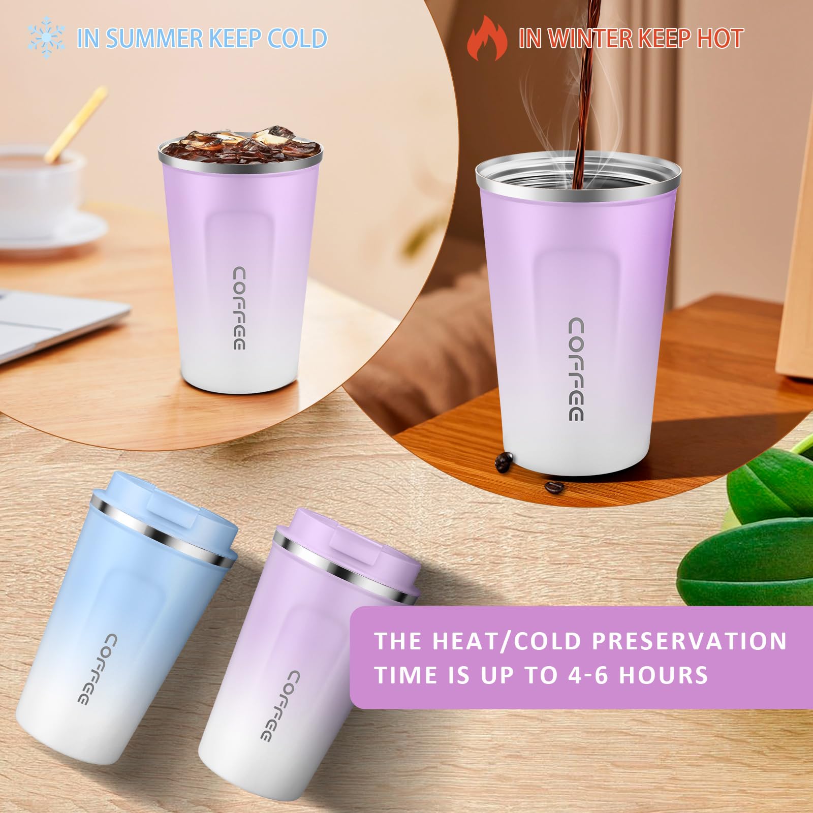 CS COSDDI narrow body compact 12oz travel mug fits in tight spaces.