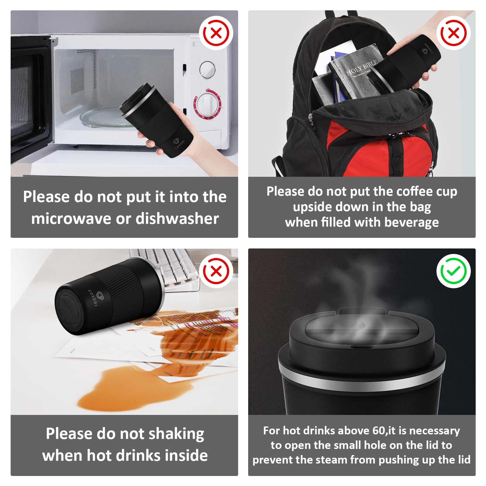 Narrow body design fits most car cup holders for easy grabbing.