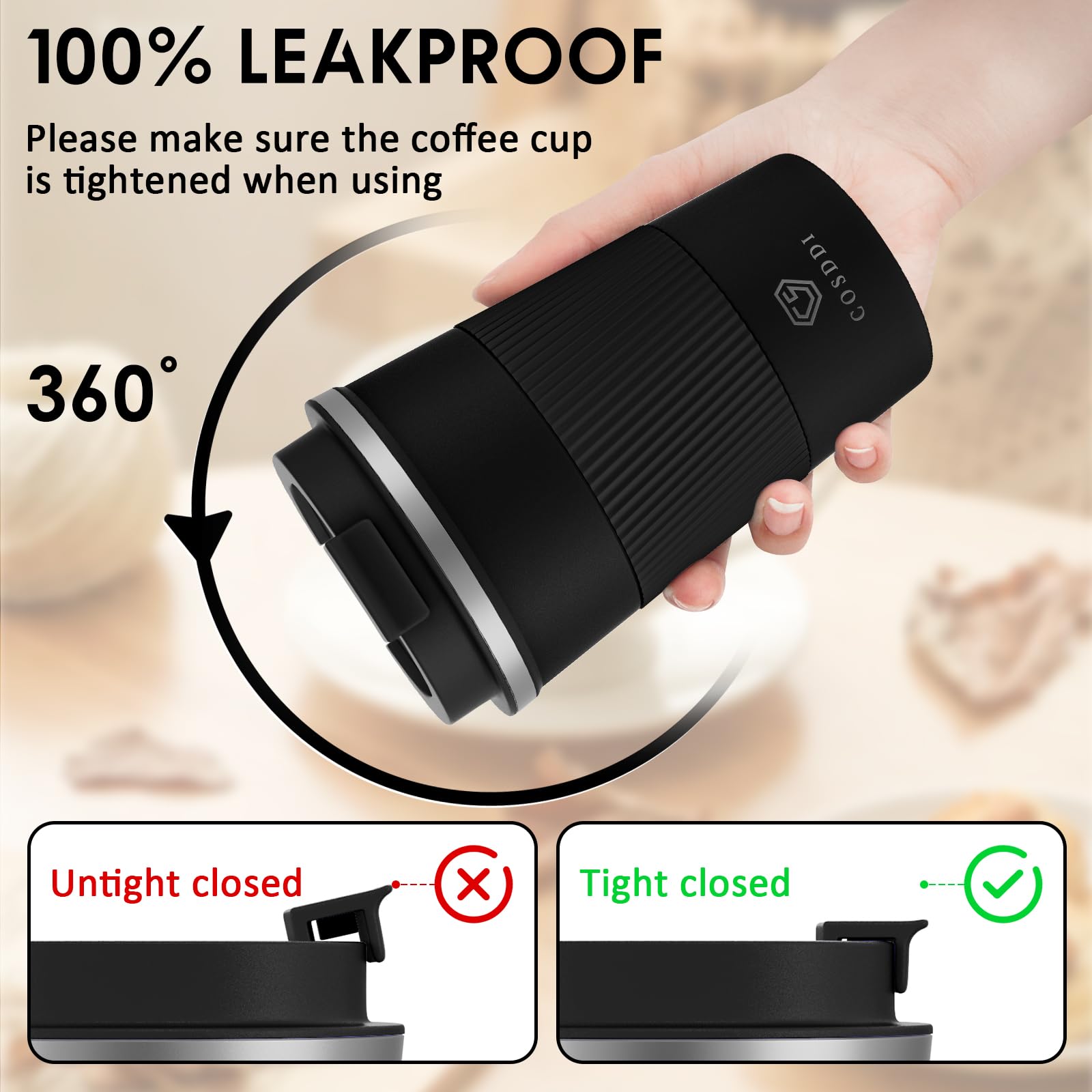 Vacuum insulation helps keep drinks at temperature longer, CS COSDDI tumbler.