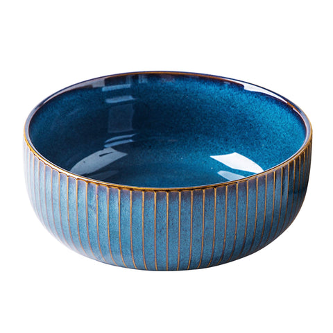 CSYY salad bowl 66 oz with blue gradient and gold edge for elegant salads