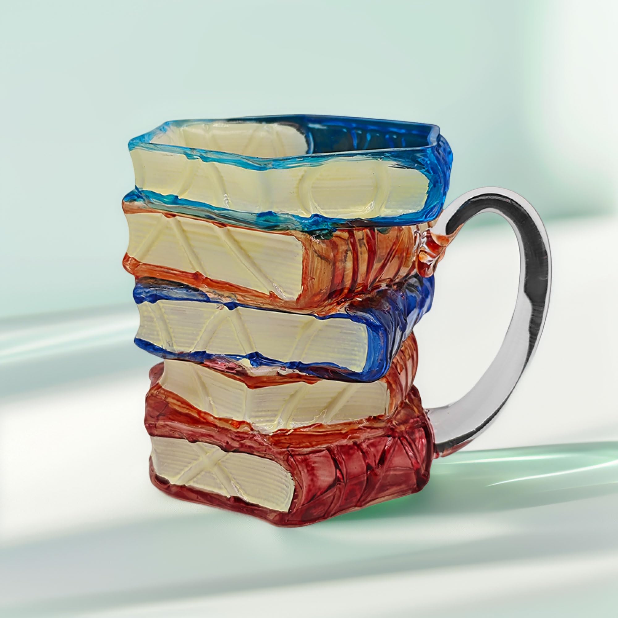 Cteaffee book-spine embossed mug with hand-painted details for literary vibes.