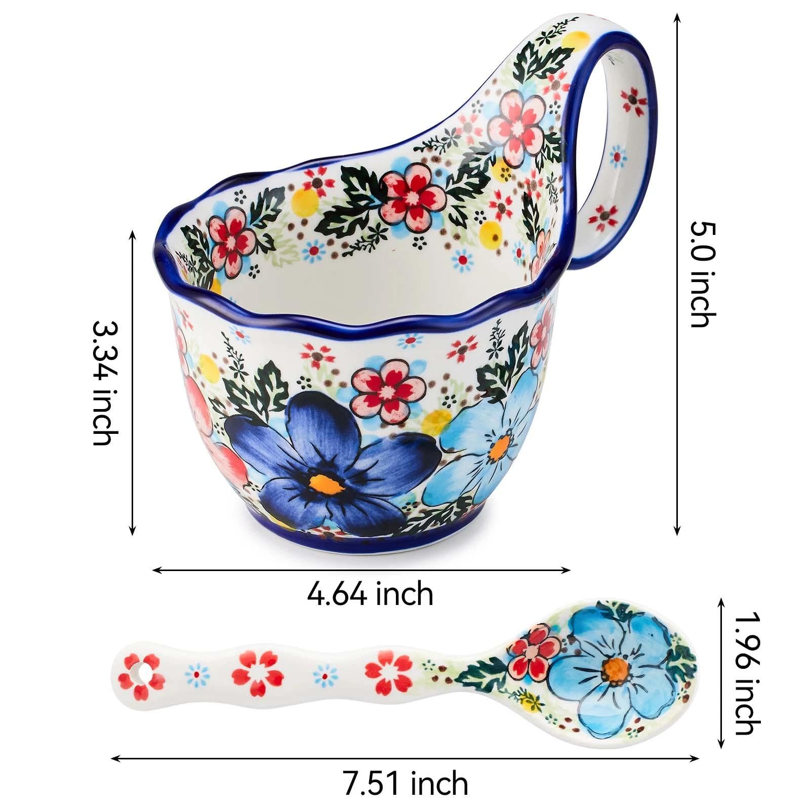 Cteaffee handpainted blue pattern bowl, great for ice cream and desserts