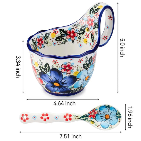 Cteaffee handpainted blue pattern bowl, great for ice cream and desserts