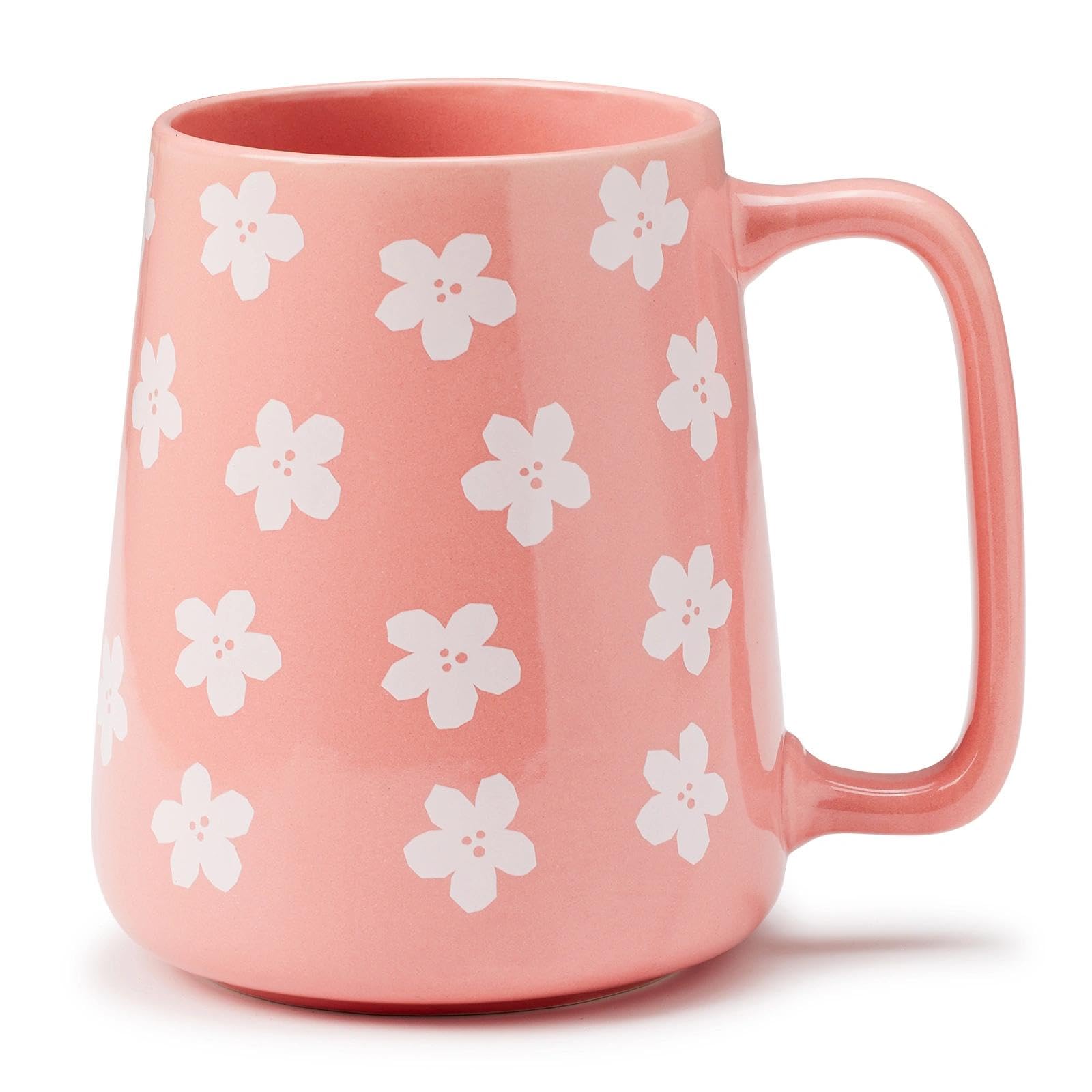 Cteaffee pink 24oz ceramic mug front view for large coffee servings
