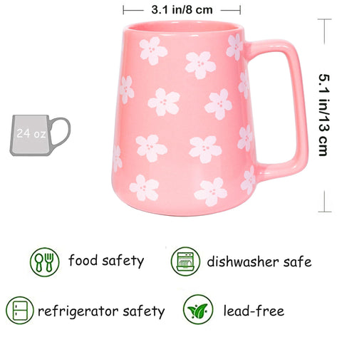 Cteaffee pink 24oz mug handle closeup comfortable grip