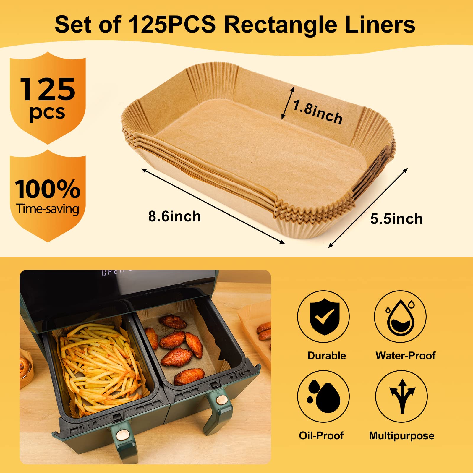 ctizne disposable parchment liner dual-basket fits fries without sticking