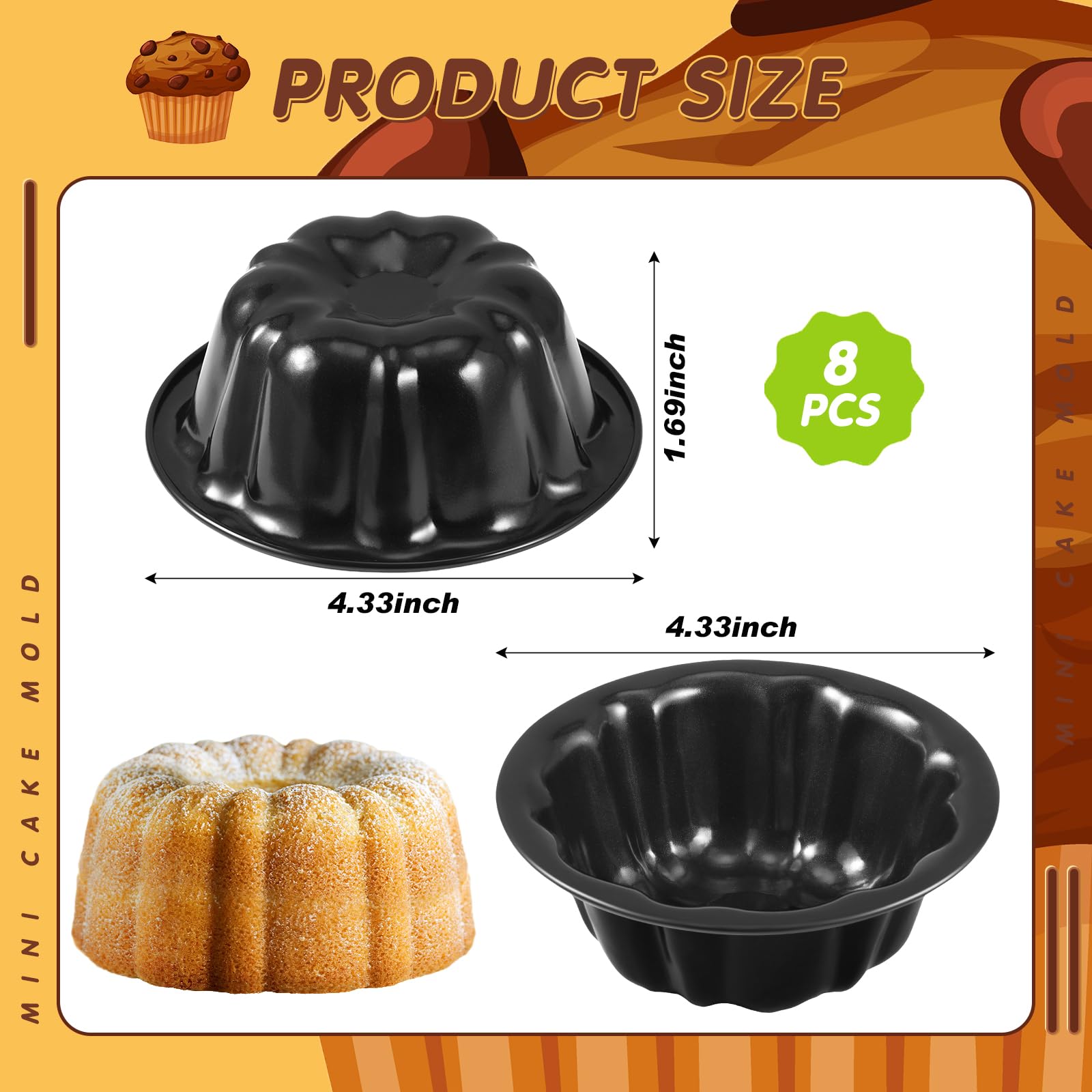 CTOSREE flower-shaped fluted mini cake pan for cute cupcakes and easy release.