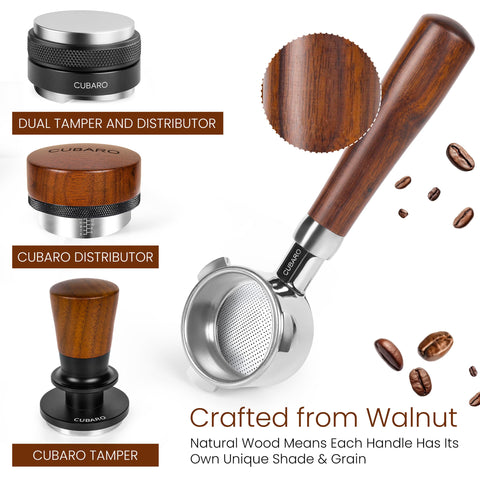 Included 18g filter basket and puck screen with the CUBARO portafilter for cleaner extractions.