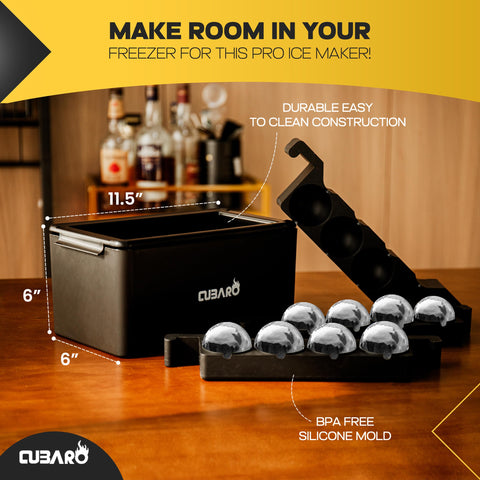 CUBARO directional freezing method illustrated for crystal-clear ice.