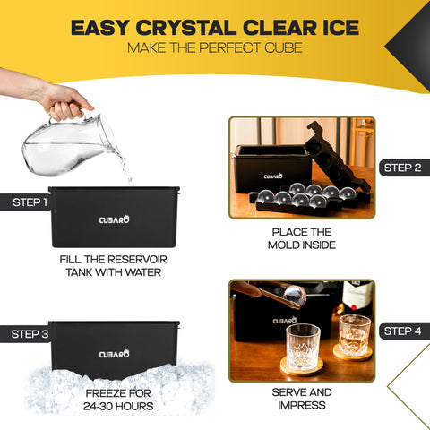 CUBARO hard-shell ice mold designed for stable, flawless ice spheres.