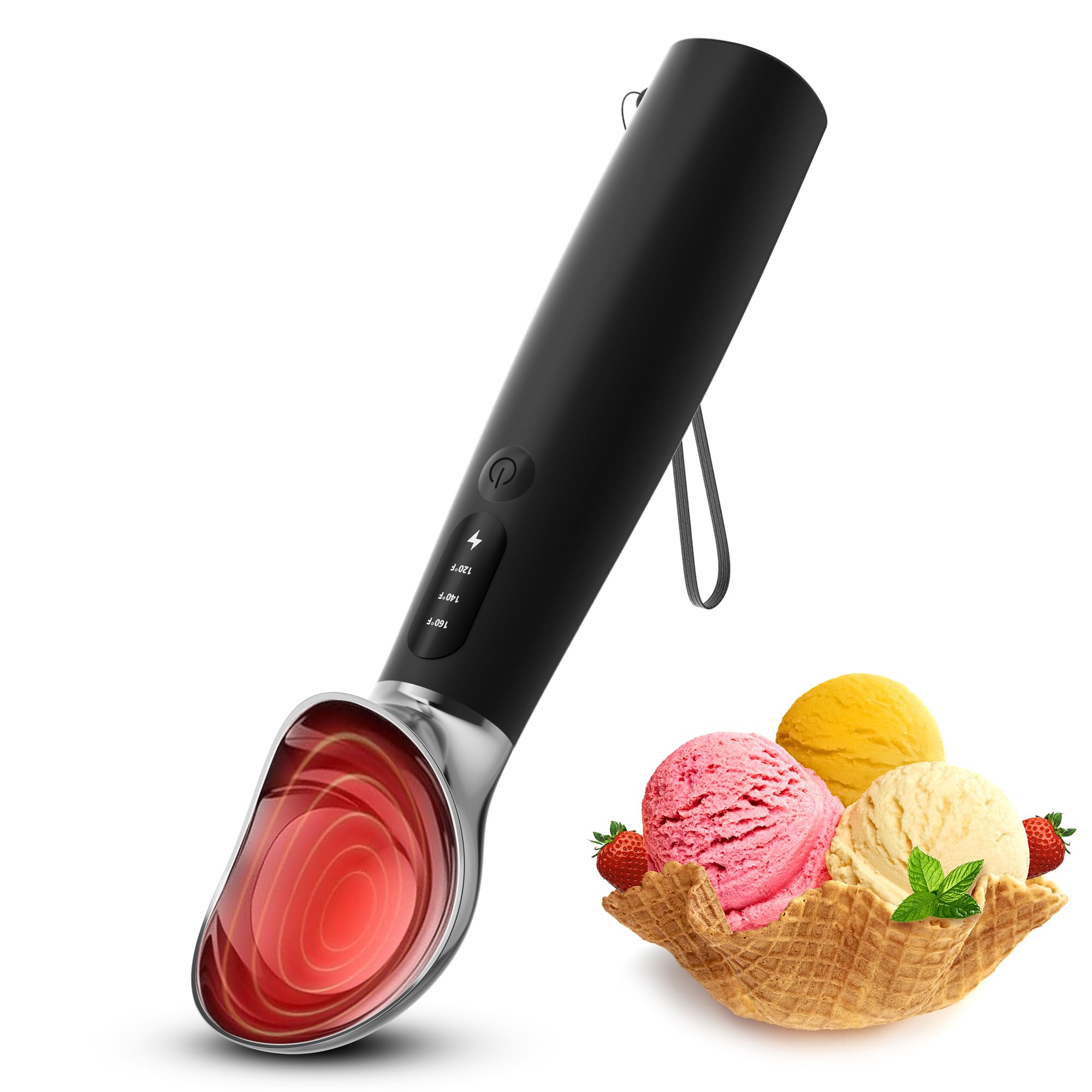 Cube Life heated ice cream scoop front view for smooth, quick scooping