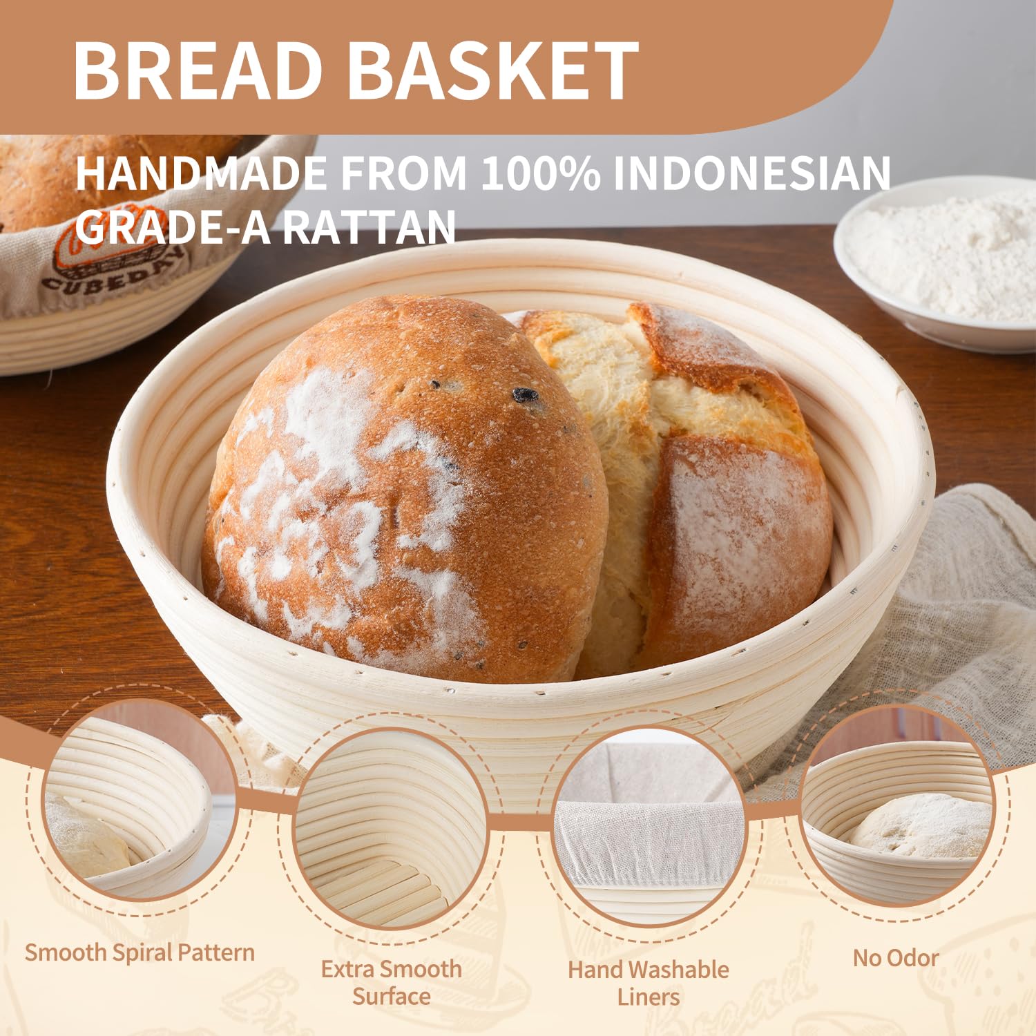 CUBEDAY silicone sling enables smooth dough transfer and bake comfort