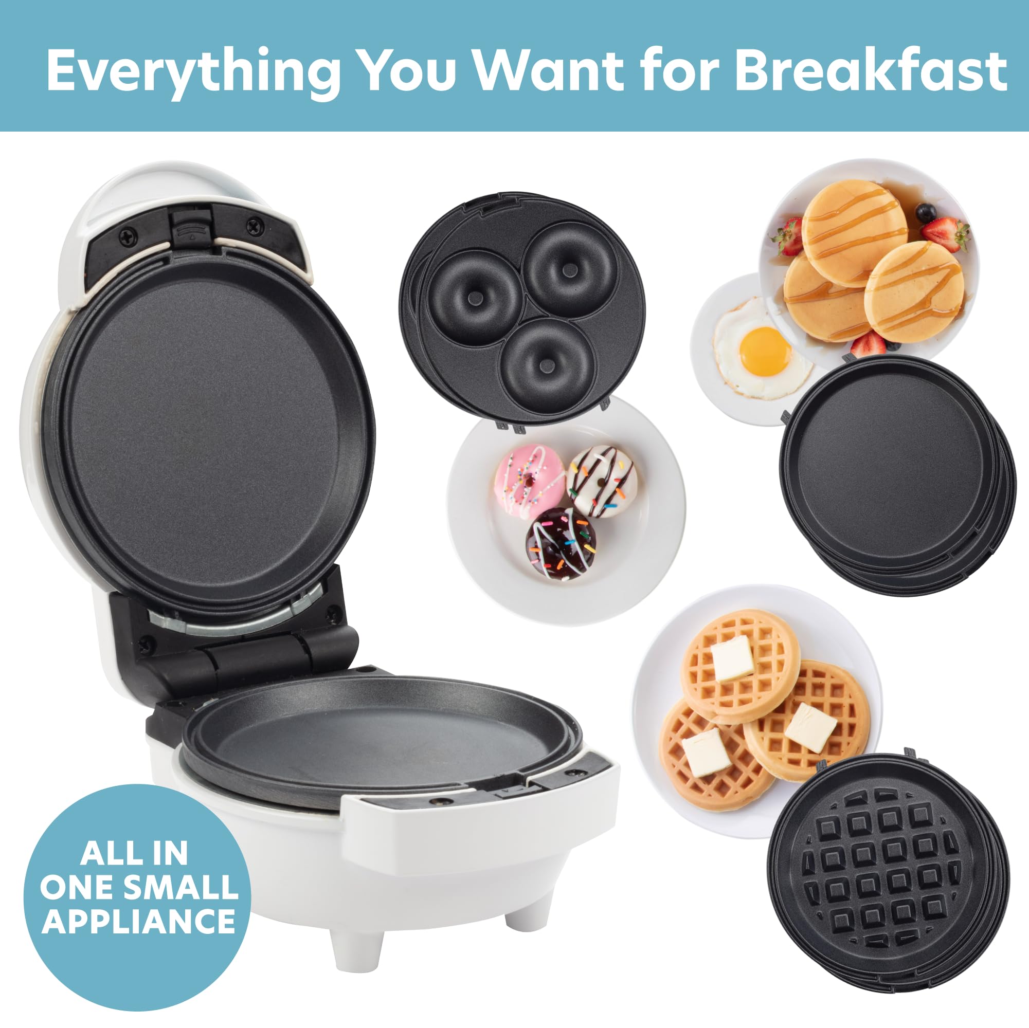 CucinaPro 3-in-1 mini breakfast maker pancake plate for fluffy, golden pancakes