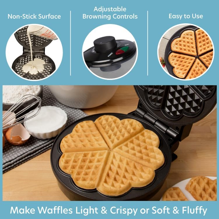 CucinaPro adjustable browning control lets you tailor waffles to taste.