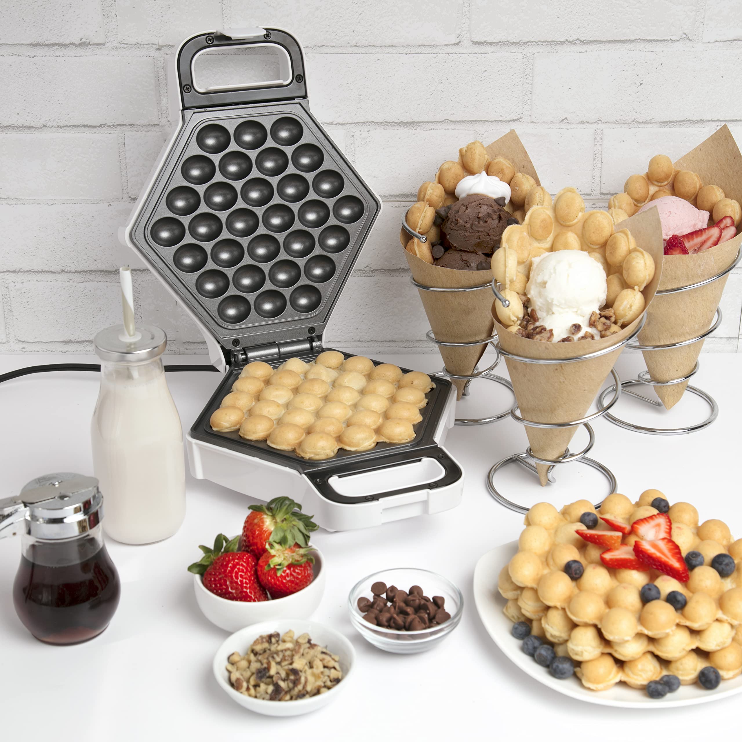 Homemade ice cream cones crafted with the CucinaPro Bubble Waffler