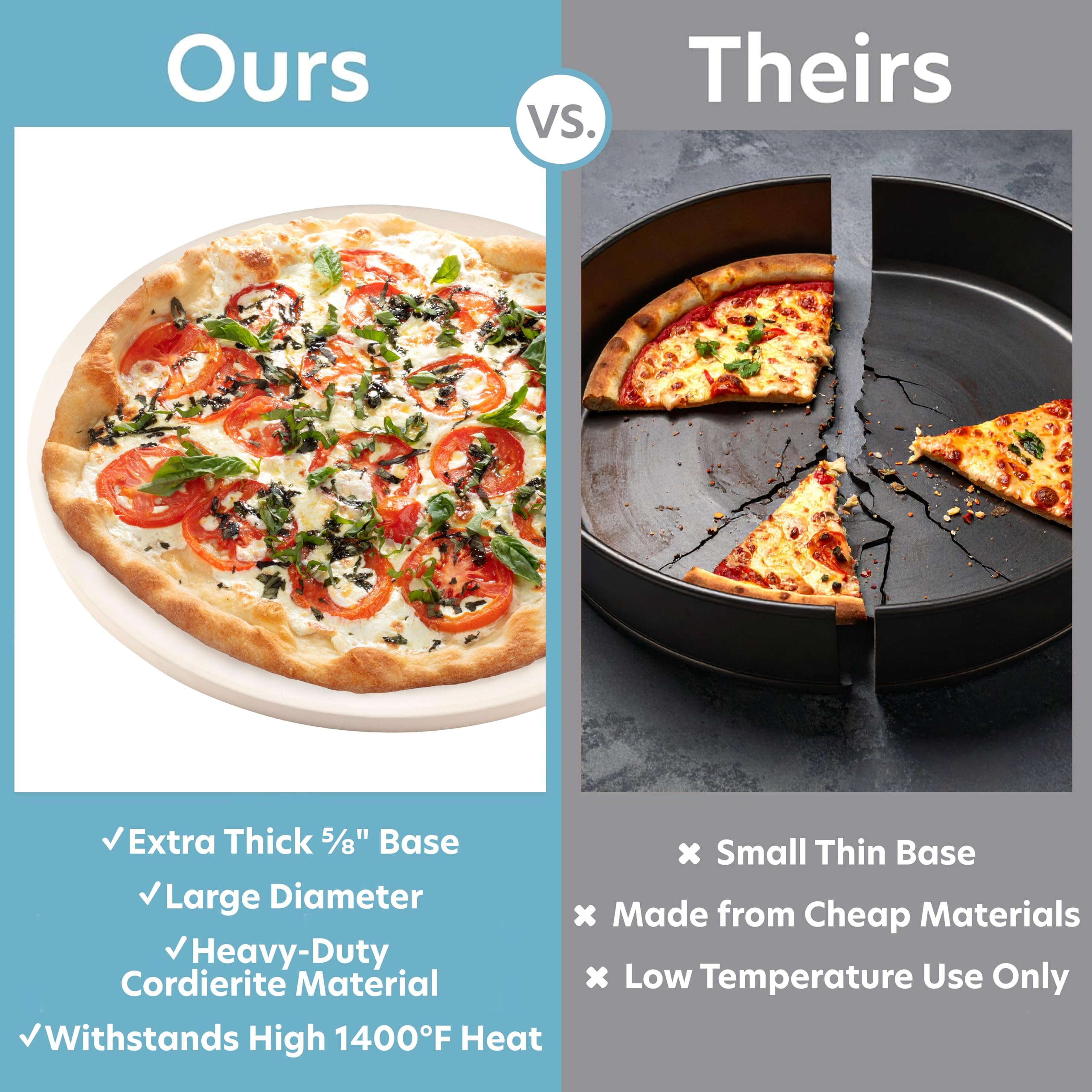 CucinaPro cordierite baking stone holds high temperatures for safe, even cooking.