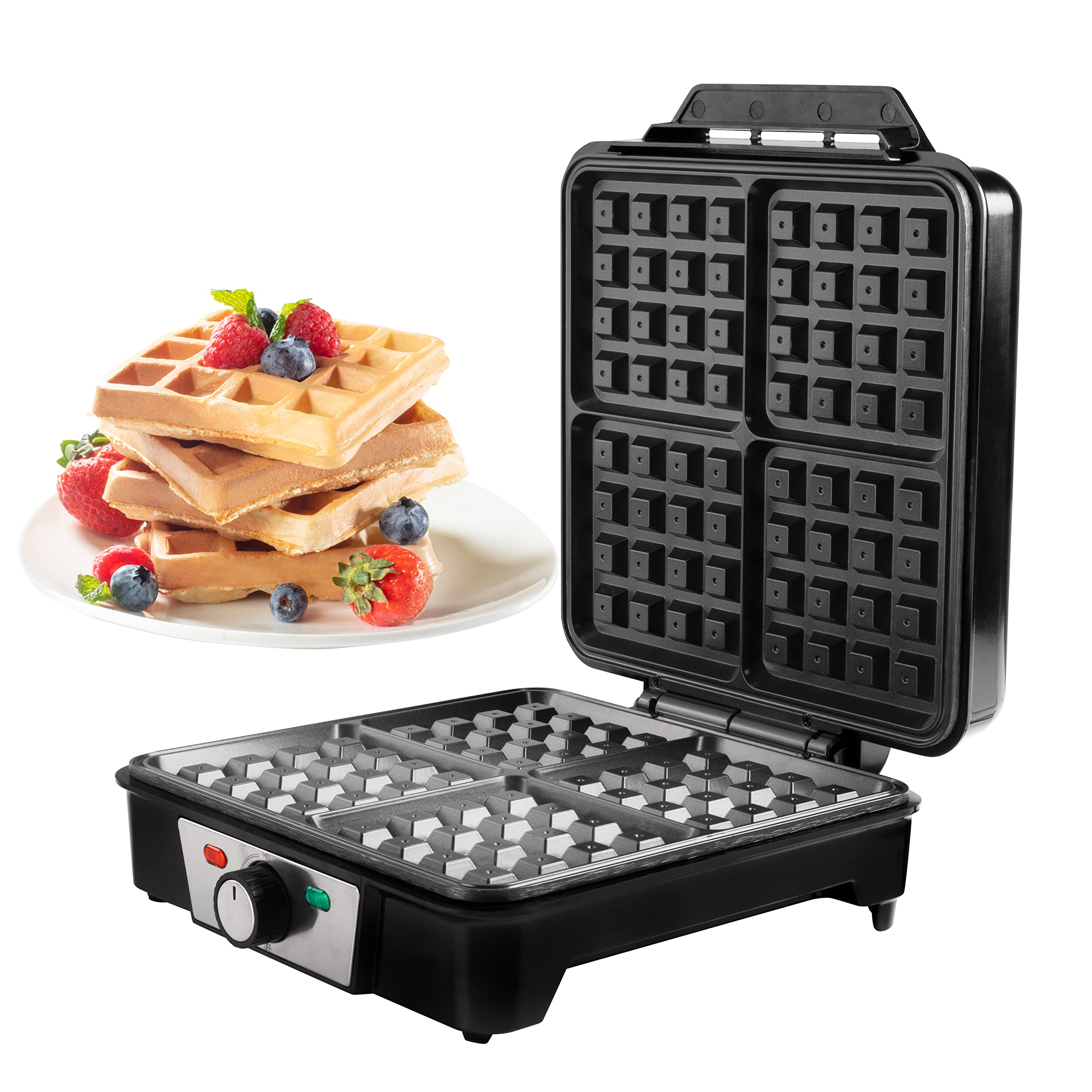 Nonstick plates on CucinaPro waffle maker for easy release and cleanup
