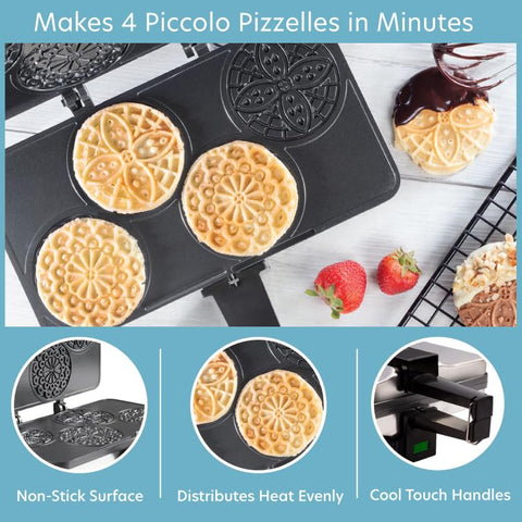 CucinaPro Piccolo Pizzelle Baker pattern details showcase intricate cookie designs
