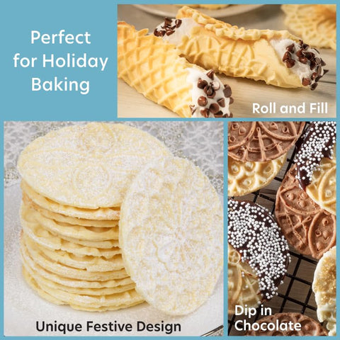 CucinaPro Piccolo Pizzelle Baker steam guard protects hands during use
